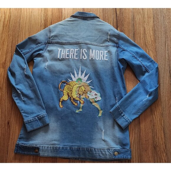 Hillsong There is More Denim Trucker Jacket Embrodered Lion Patch Medium - Picture 2 of 9